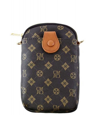CM Monogram Mini Crossbody Bag Cell Phone Purse CM747 BROWN